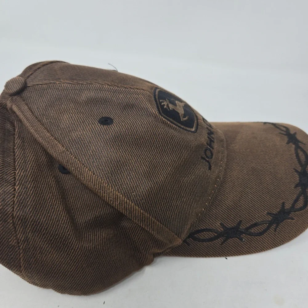 John Deere Country Hat Brown Barbed Wire Embroidered Adjustable Baseball Cap